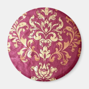 Aimant grunge floral Victorian Gold Bourgogne