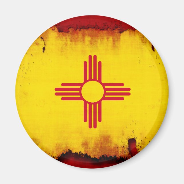 Aimant Grunge Style Nouveau Mexique Drapeau (Devant)