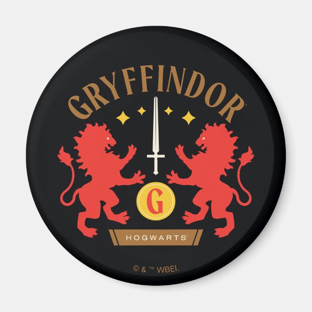 Aimant GRYFFINDOR™ Maison Épée Double Lion Graphique (Devant)
