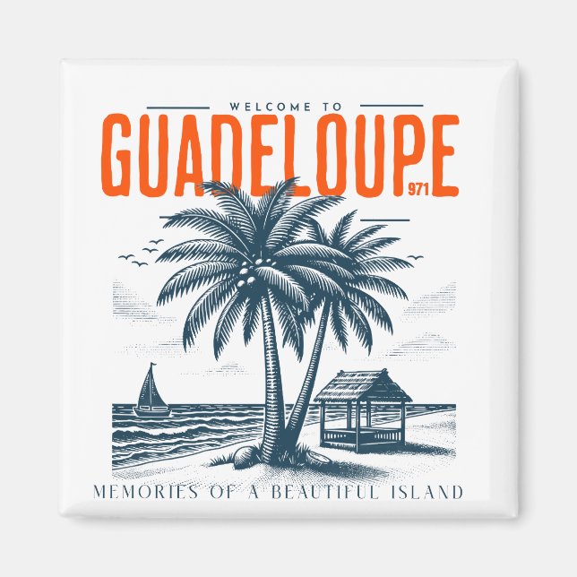 Aimant Guadeloupe 971: Souvenirs Tropicales  (Devant)