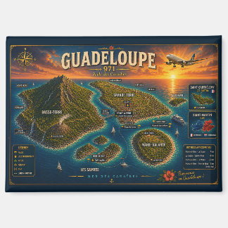 Aimant Guadeloupe 971 Vintage Travel Map