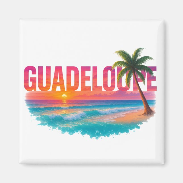 Aimant Guadeloupe Coucher de Soleil Tropical  (Devant)