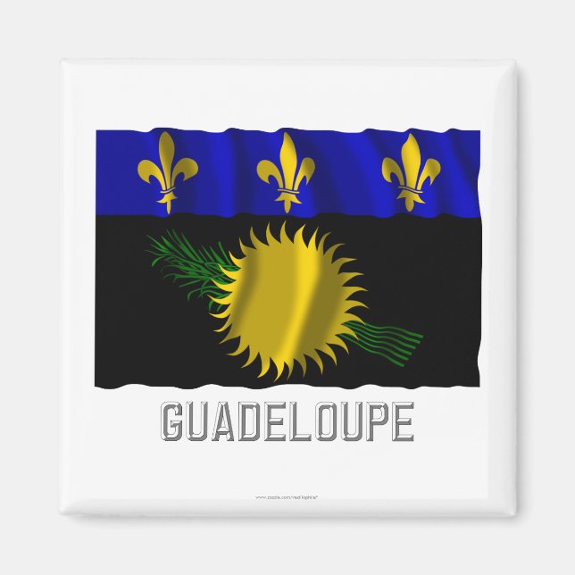 Aimant Guadeloupe drapeau d'agitation avec nom (Devant)