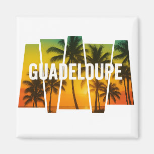 Aimant Guadeloupe Palmiers & Coucher de Soleil Tropical