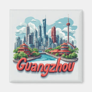 Aimant Guangzhou Chine Horizon Voyage Illustration