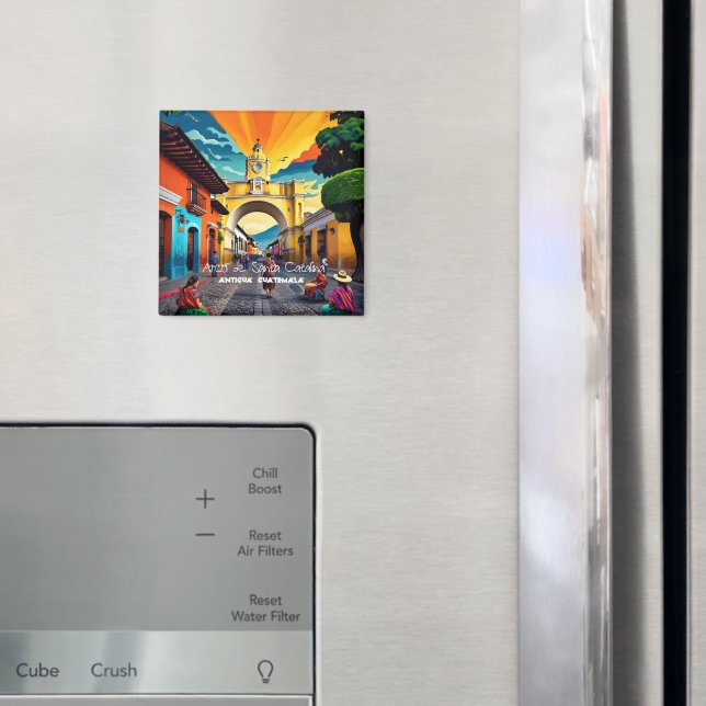 Aimant Guatemala Travel Poster vintage Antigua (In situ (réfrigérateur))