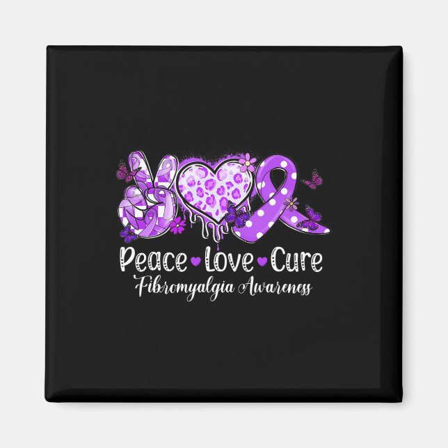 Aimant Guérison Amour Paix Ruban Violet Fibromyalgie Sens (Devant)
