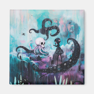 Aimant Guérisseur Octopus Skull Magique Witchy Goth AI Ar