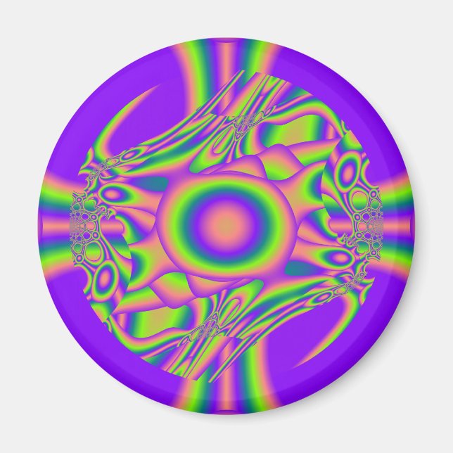 Aimant Guerre fractale violet vert psychédélique (Devant)