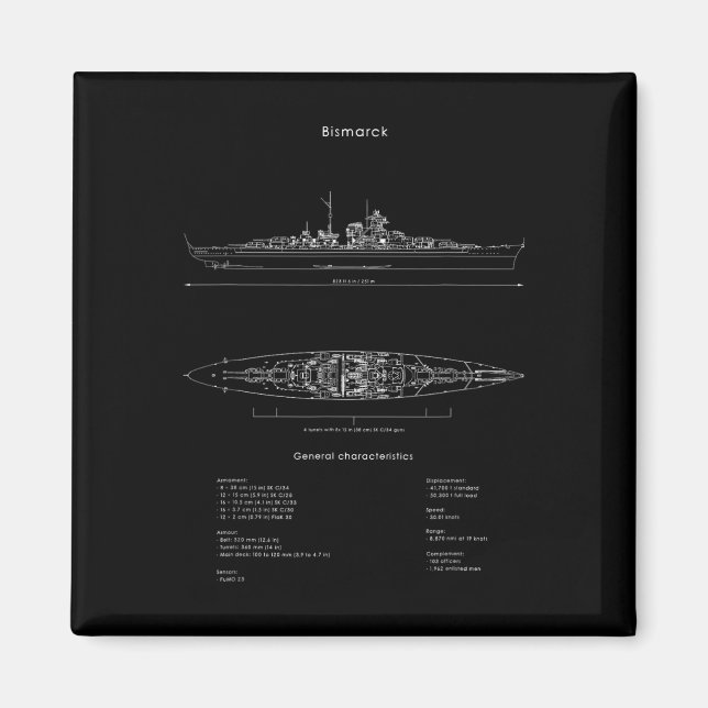 Aimant Guerre Mondiale 2 Allemand Bismarck Ship Modèle 2è (Devant)