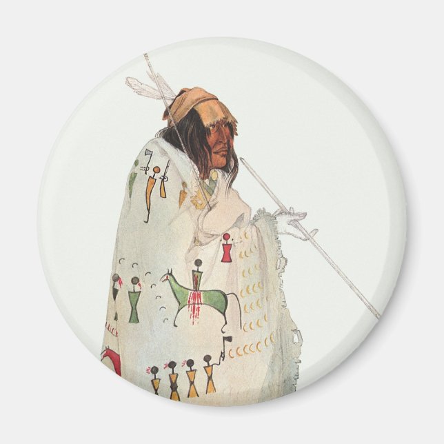 Aimant Guerrier indien avec pipe Portrait de Karl Bodmer (Devant)