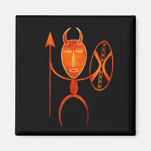 Aimant Guerrier tribal africain abstrait (Devant)