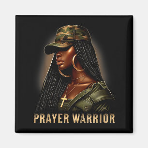 Aimant Guerrière de prière de femme noire Camo Foi chréti