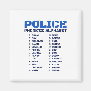 Aimant Guide de l'alphabet phonétique de la police A à Z
