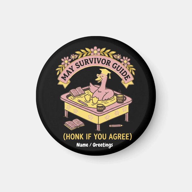 Aimant Guide de Survie pour Enseignant Drôle Mai Rétro Oi (Devant)