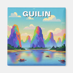 Aimant Guilin Chine Li River Voyage Art Abstrait