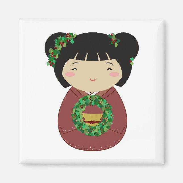 Aimant Guirlande de Noël de Kokeshi (Devant)