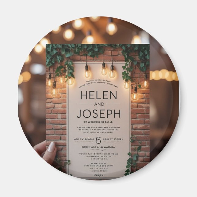 Aimant Guirlande lumineuse mur de briques rustique avec v (Devant)