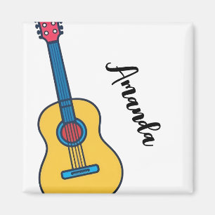 Aimant Guitare de dessin avec cordes de cou gras Nom