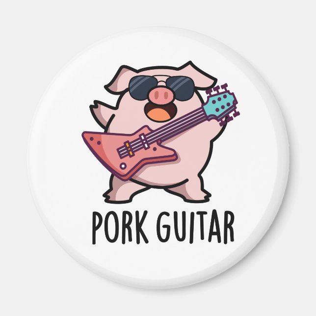 Aimant Guitare de porc Funny Rock Guitare Pig Pun (Devant)