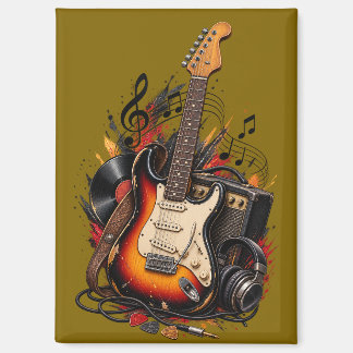 Aimant Guitare électrique rétro et ampli Musique rock Fle