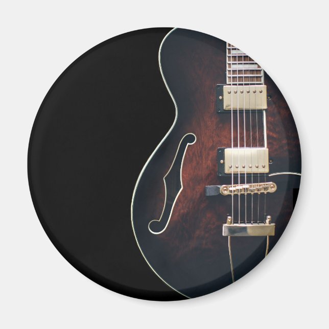 Aimant Guitare Électrique Sur Fond Noir (Devant)