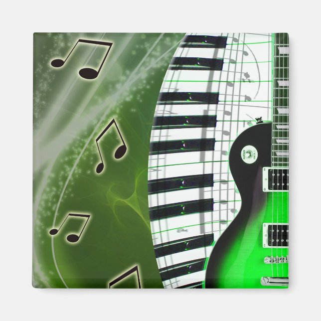 Aimant Guitare électrique verte avec clavier (Devant)