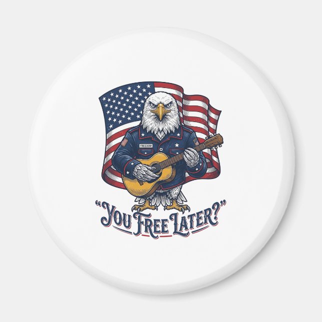 Aimant Guitare Vintage Eagle Patriotique (Devant)