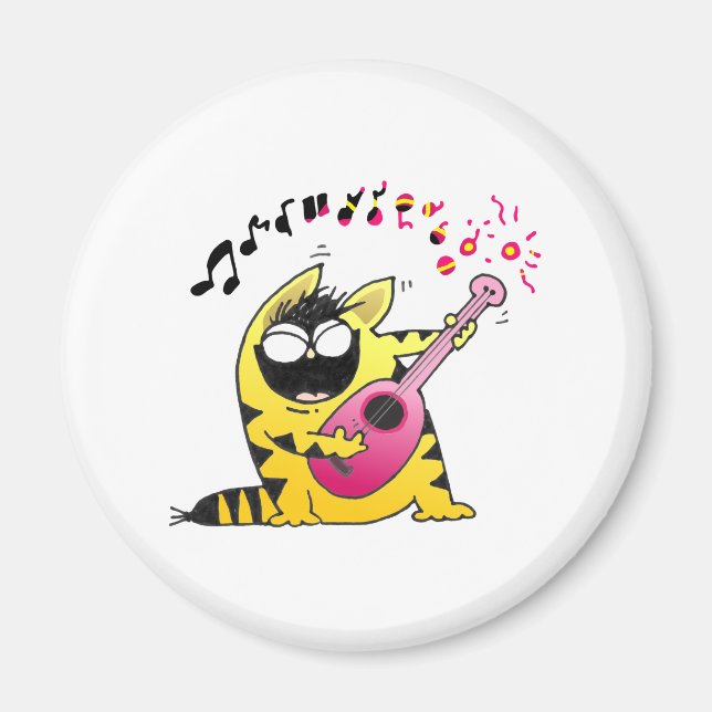 Aimant Guitariste Crazy Cat (Devant)