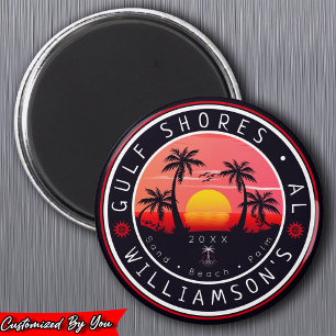 Aimant Gulf Shores Alabama Retro Sunset Souvenirs 80s