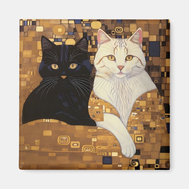 Aimant Gustav Klimt A Inspiré Deux Chats En Lit (Devant)