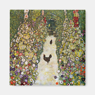 Aimant Gustav Klimt - Allée de jardin avec des poules