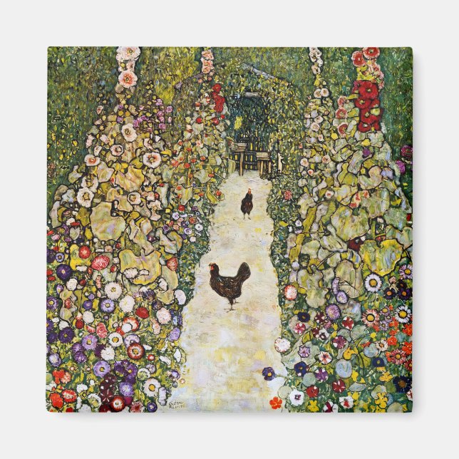 Aimant Gustav Klimt - Chemin du jardin avec poulets (Devant)