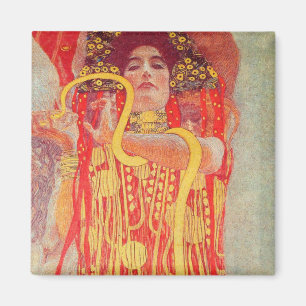 Aimant Gustav Klimt Femme Rouge Peinture de Serpent en Or