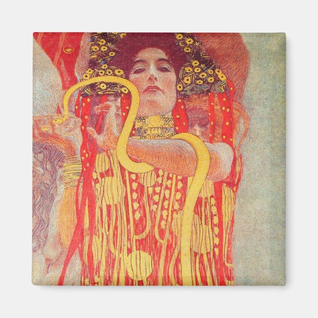 Aimant Gustav Klimt Red Woman Gold Snake Peinture (Devant)