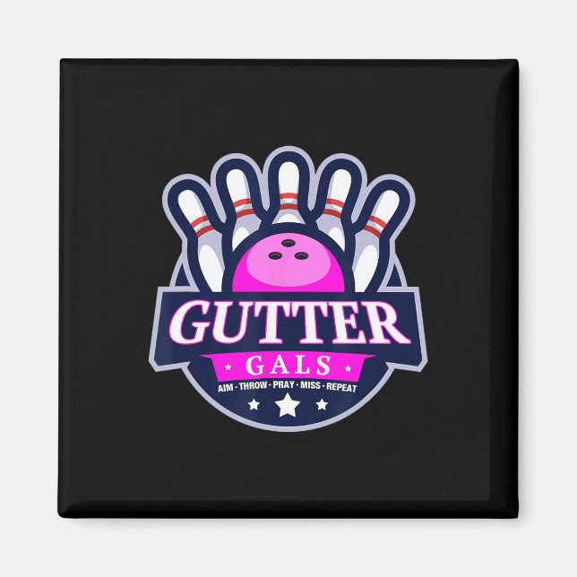 Aimant Gutter Gals Nom d'équipe de bowling drôle pour fem (Devant)
