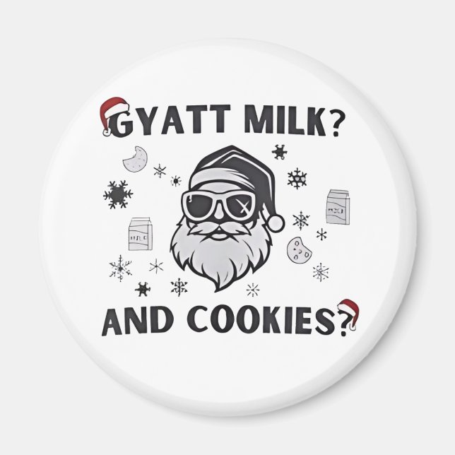 Aimant Gyatt Lait et Biscuits Drôle de Père Noël Gen Alph (Devant)
