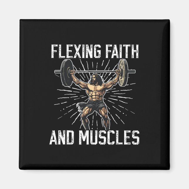 Aimant Gym Et Jésus Corps Chrétien De Bodybuilder Religie (Devant)