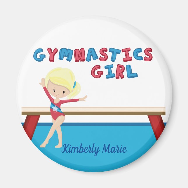 Aimant Gymnastique Girl Cute Blonde Gymnaste Personnalisé (Devant)