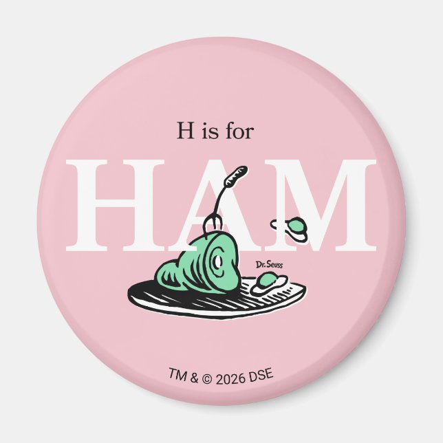 Aimant "H pour JAMBON" | Conception de l'alphabet (Devant)