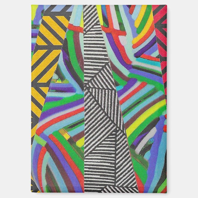 Aimant hachures colorées et collage en chevron  (Recto)
