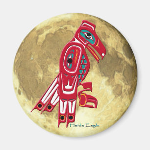 Aimant HAIDA EAGLE & PLEINE LUNE Native American Art Magn