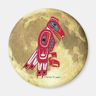 Aimant HAIDA EAGLE & PLEINE LUNE Native American Art Magn