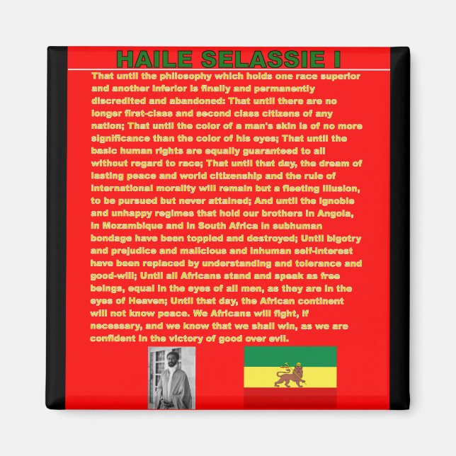 Aimant Haile Selassie Discours de guerre célèbre à l'ONU  (Devant)