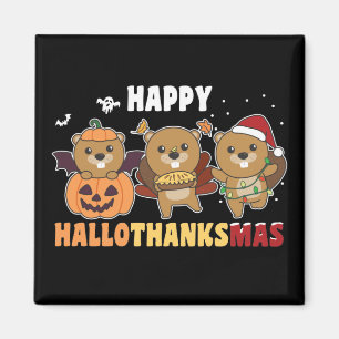 Aimant Hallothanksmas Happy Beaver Christmas Beaver Magne