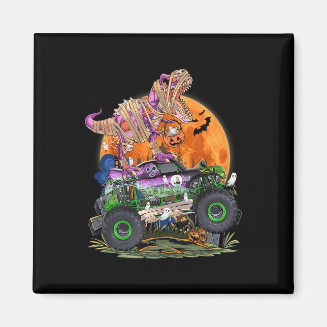 Aimant Halloween 2023 Dinosaur Skeleton T rex Scary Pumpk (Devant)