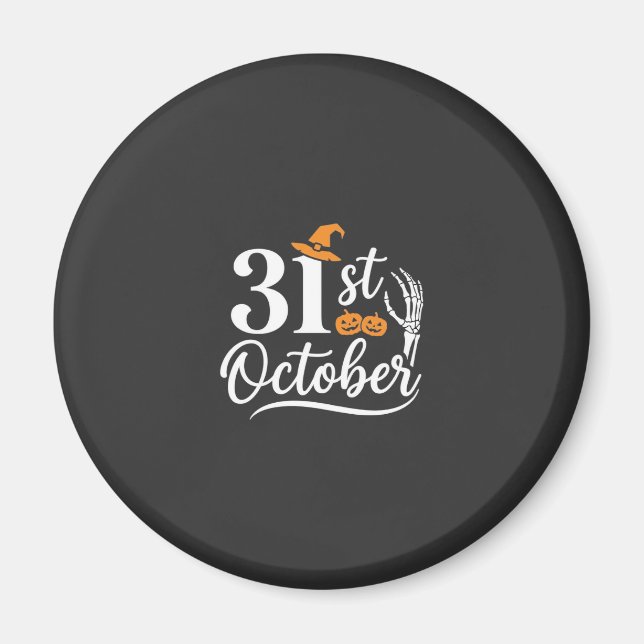 Aimant Halloween 31 octobre Citrouille Sorcière Chapeau D (Devant)