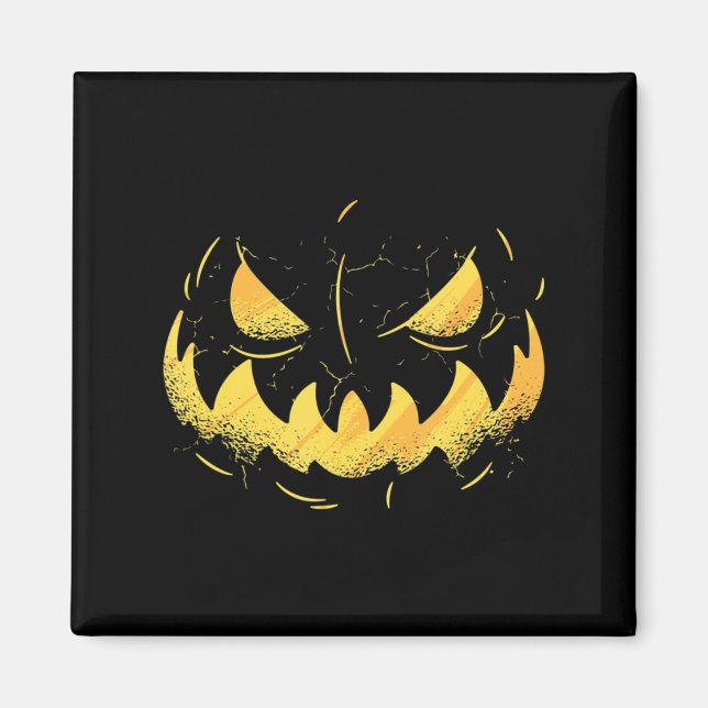 Aimant Halloween à la tête de Citrouille sculpté de Jack- (Devant)