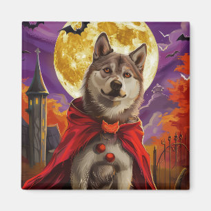 Aimant Halloween Akita Américain Citrouilles Vampire Épou