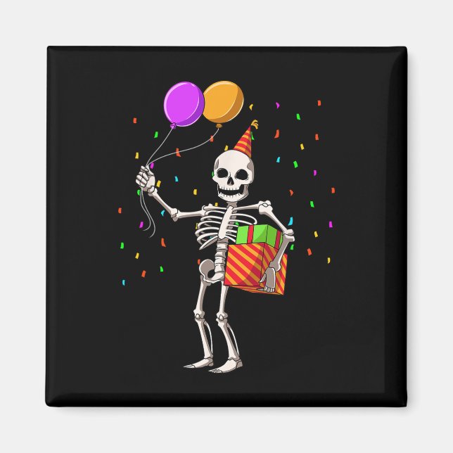 Aimant Halloween Anniversaire Soirée Skeleton Anniversair (Devant)